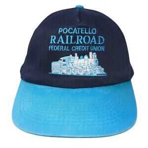 Pocatello Railroad Federal Credit Union Snapback Hat Blue OS Adjustable Poppers